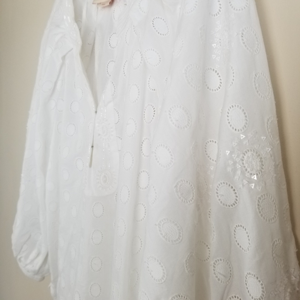 Figue Cristina Beaded Emroidered Cotton Peasant Top XXS Bust 36 - Picture 3 of 9